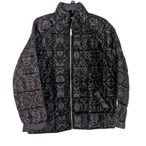 Indigo Thread Co Paisley Print Puffer Jacket‎ Zip Front Women's Medium NEW